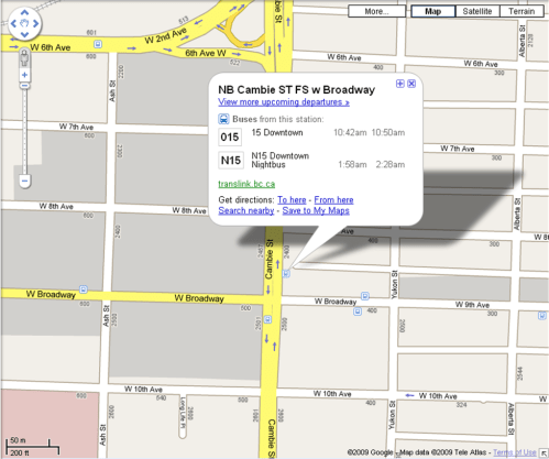 Google Map Transit YVR
